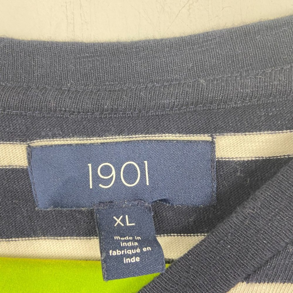 1901 Sz XL Men's Blue Striped Long Sleeve‎ Knit Lightweight Sweater - Picture 5 of 8